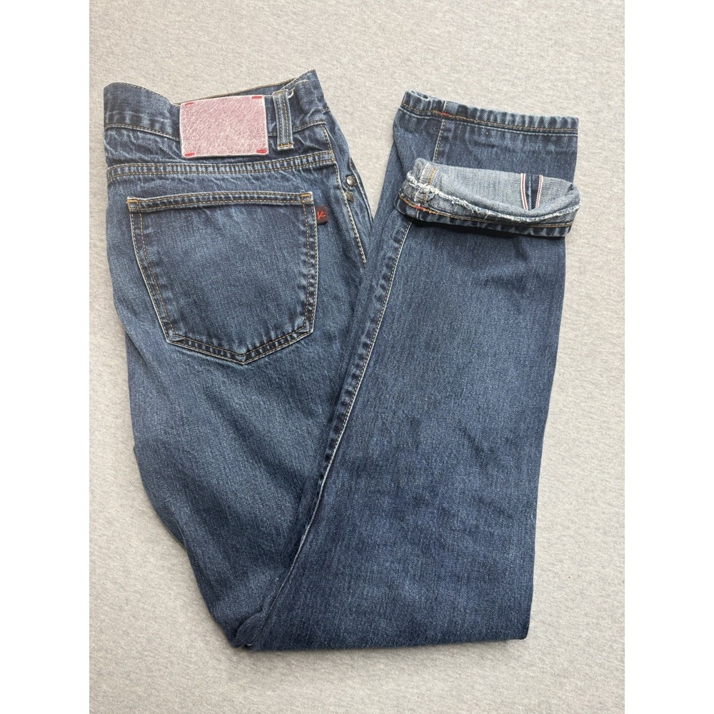 Isaia Napoli Iconico Selvedge Jeans Men 34x30 Blue Denim Slim Designer Preppy